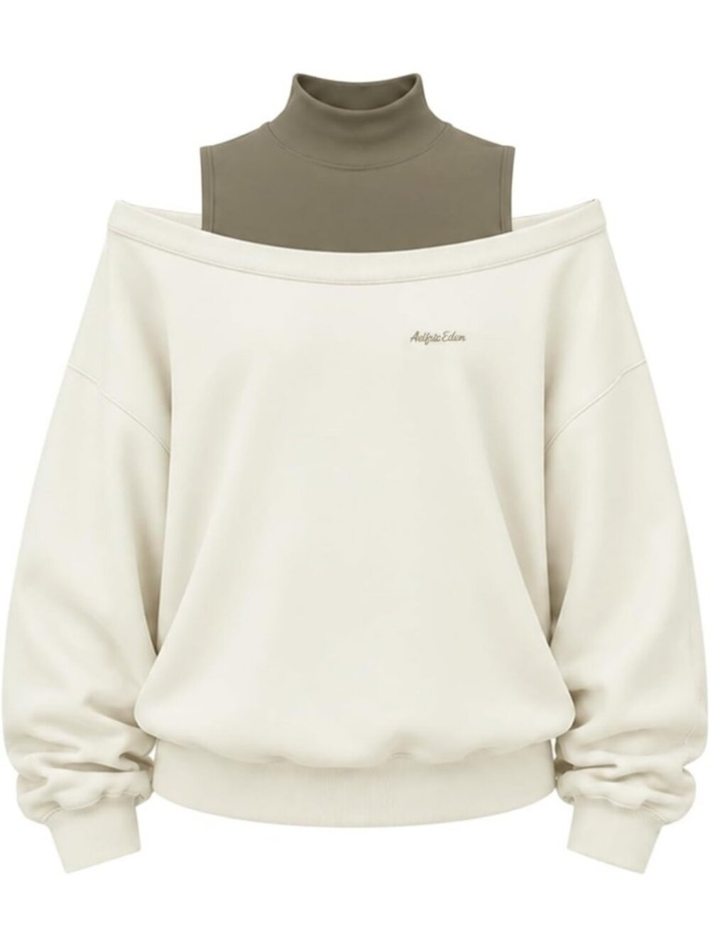 Trendy Women's Boxy Off-Shoulder Mock Neck Sweatshirt - Cozy Casual Top